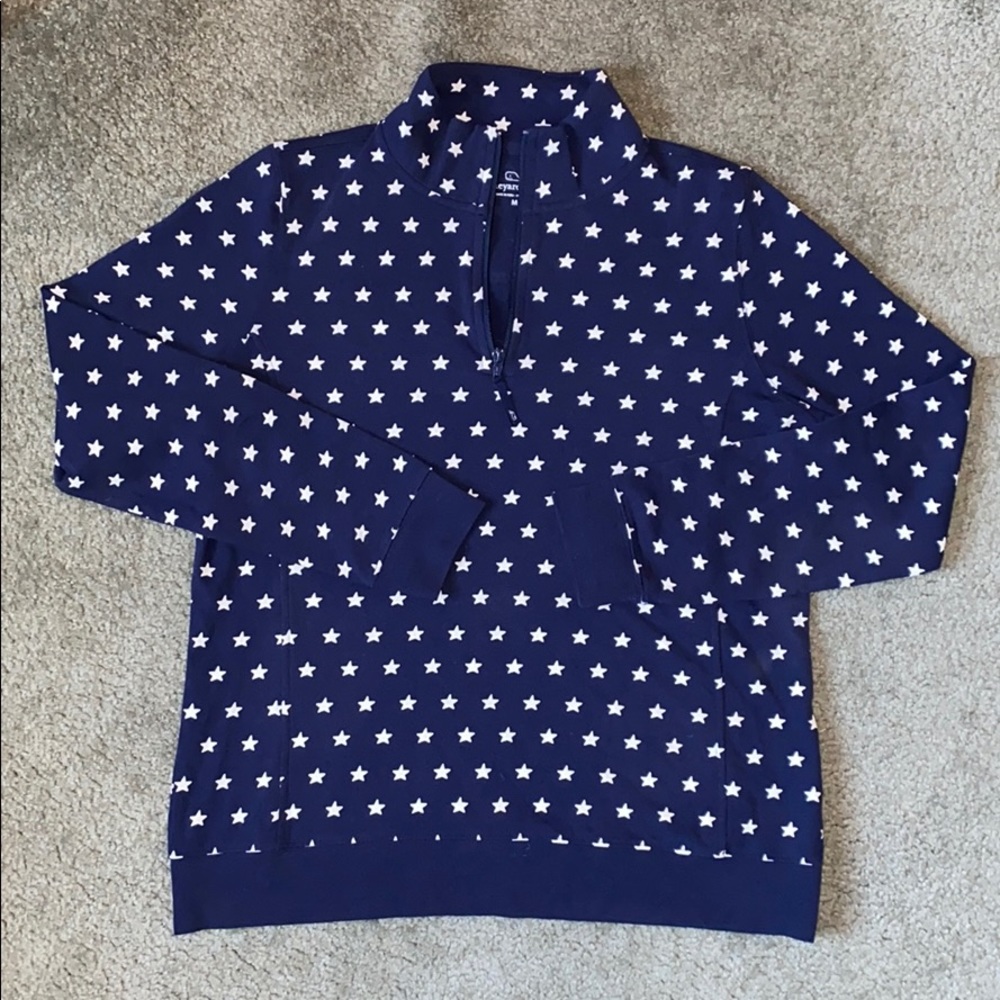 NWOT Vineyard Vines Navy Stars 1/4 Zip Sz M